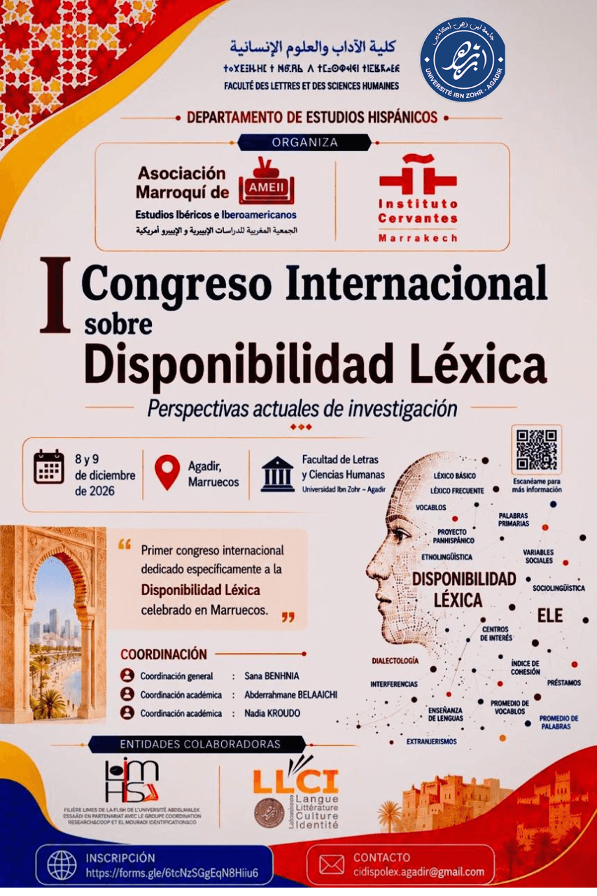 I Congreso Internacional sobre Disponibilidad Léxica — Cartel Instituto Cervantes Marrakech
